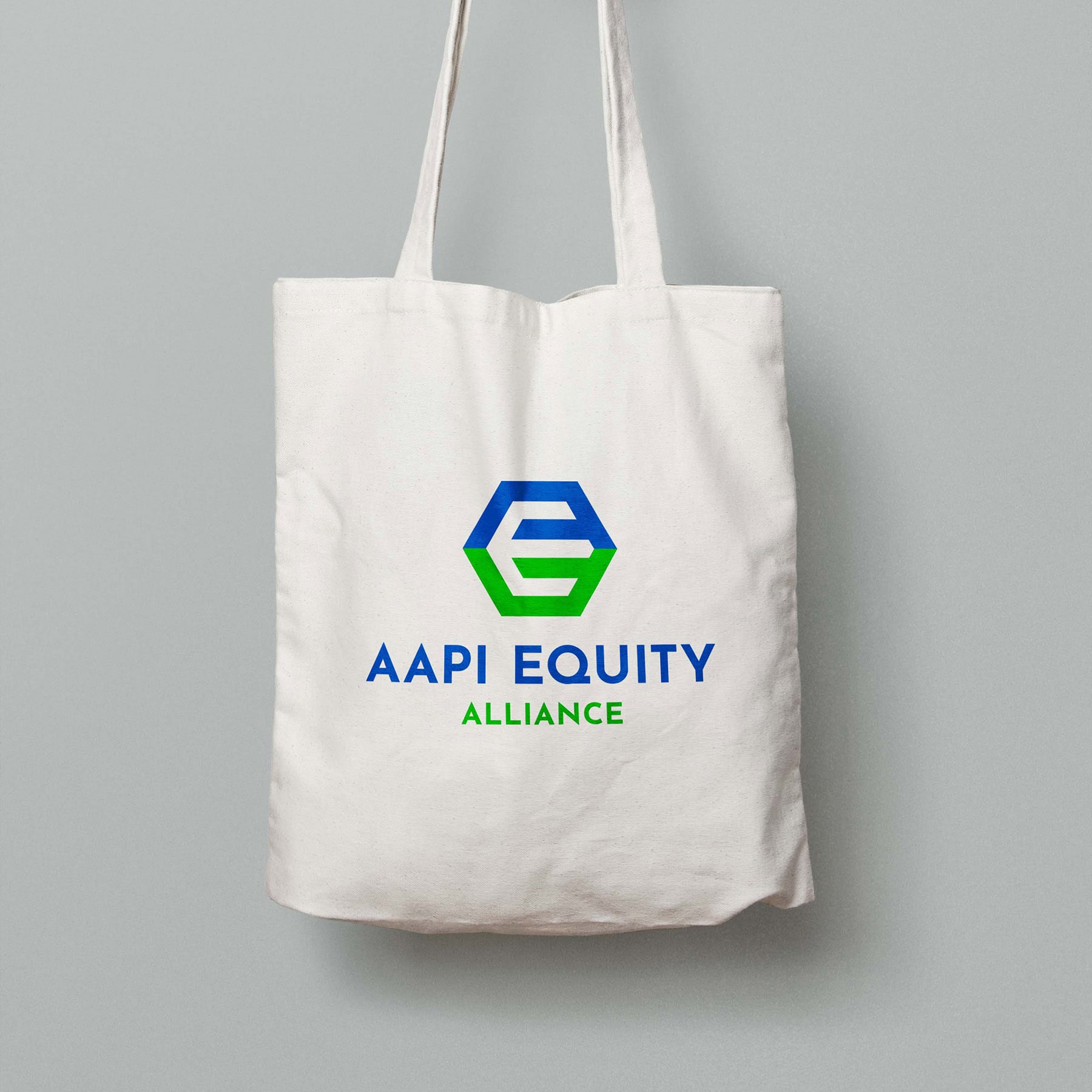 Brand logo designed for aapi equity alliance by Dayspring Partners in San Francisco used on a tote bag