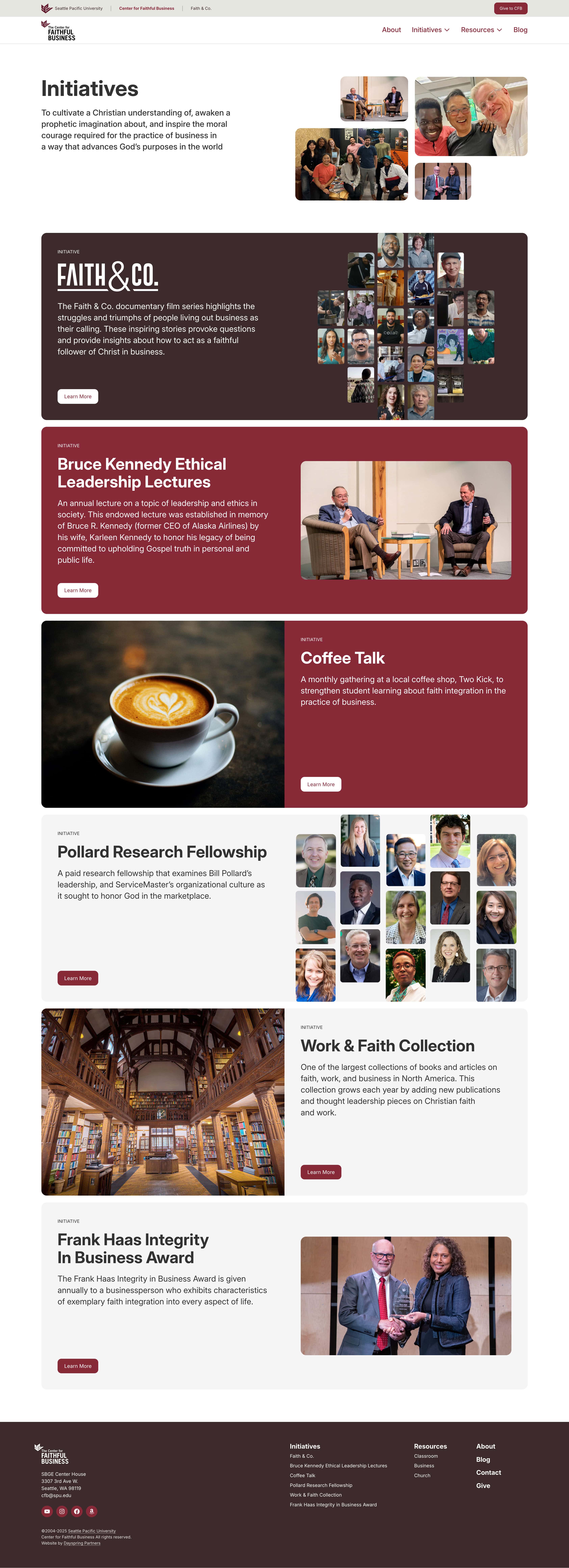 Center for Faithful Business Initiatives site architecture and web design