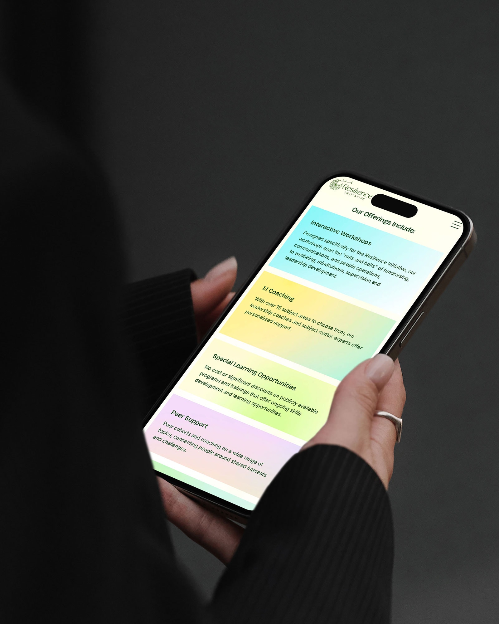 Dayspring Partners ux-ui design for Resilience Initiative
