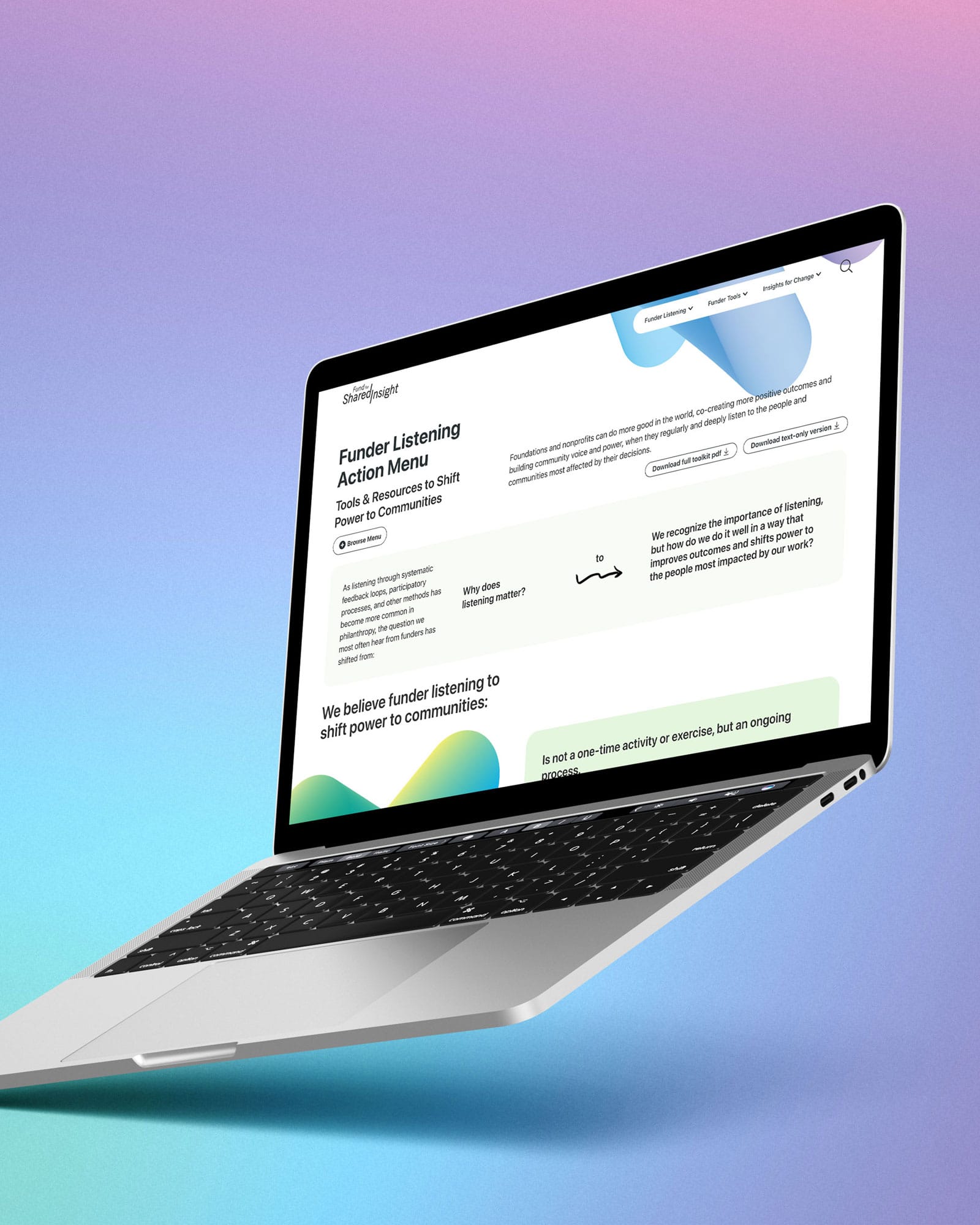 Dayspring Partners web design for Fund for Shared Insight, a funder collaborative