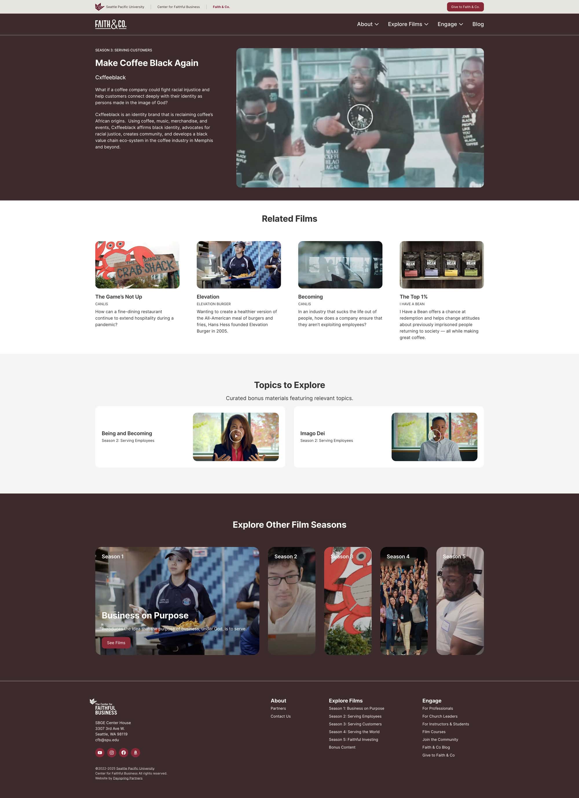 Faith & Co Faith & Co individual film web page redesigned by Dayspring Partners