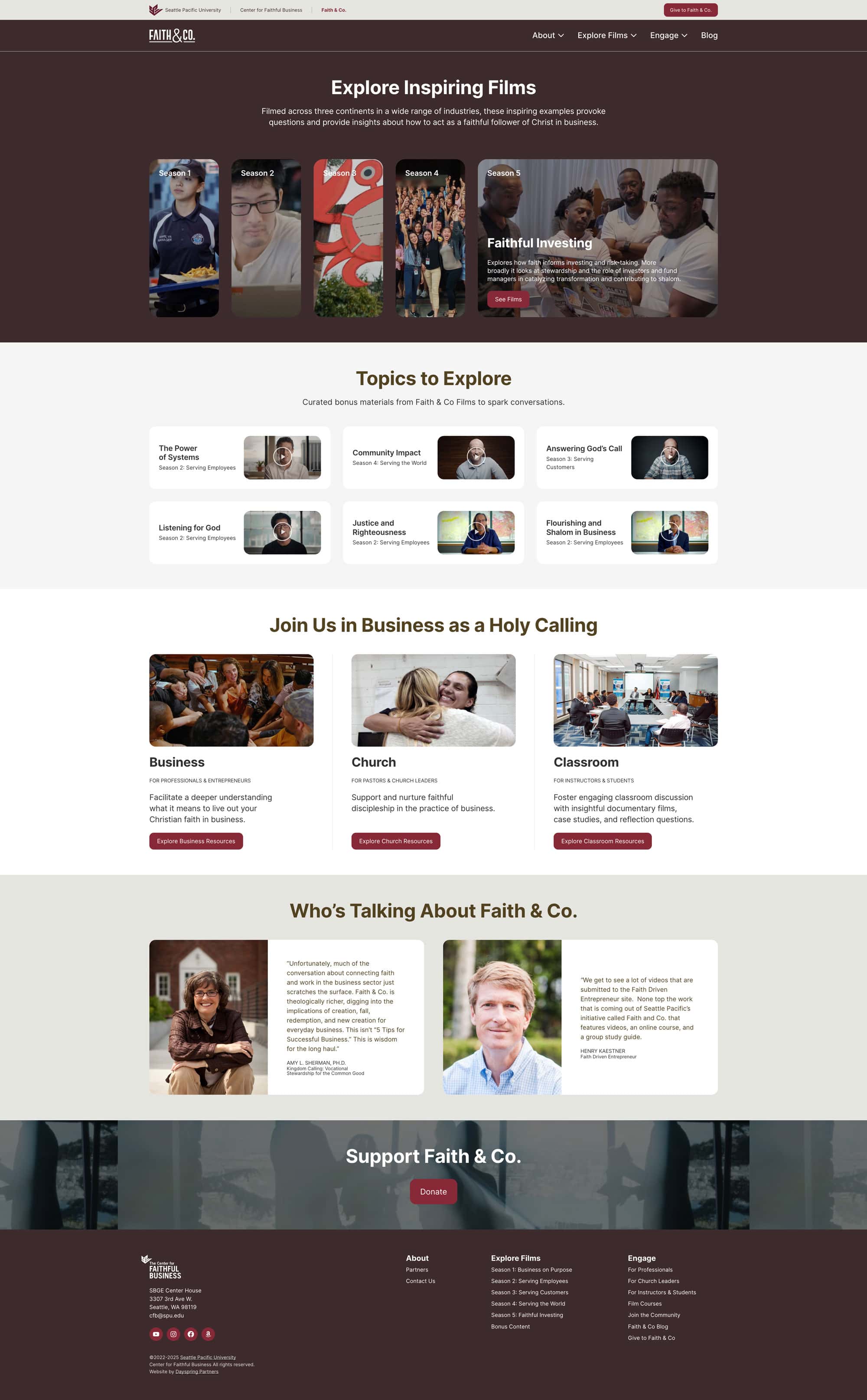 Faith & Co Season 4 website redesign to showcase topics to explore
