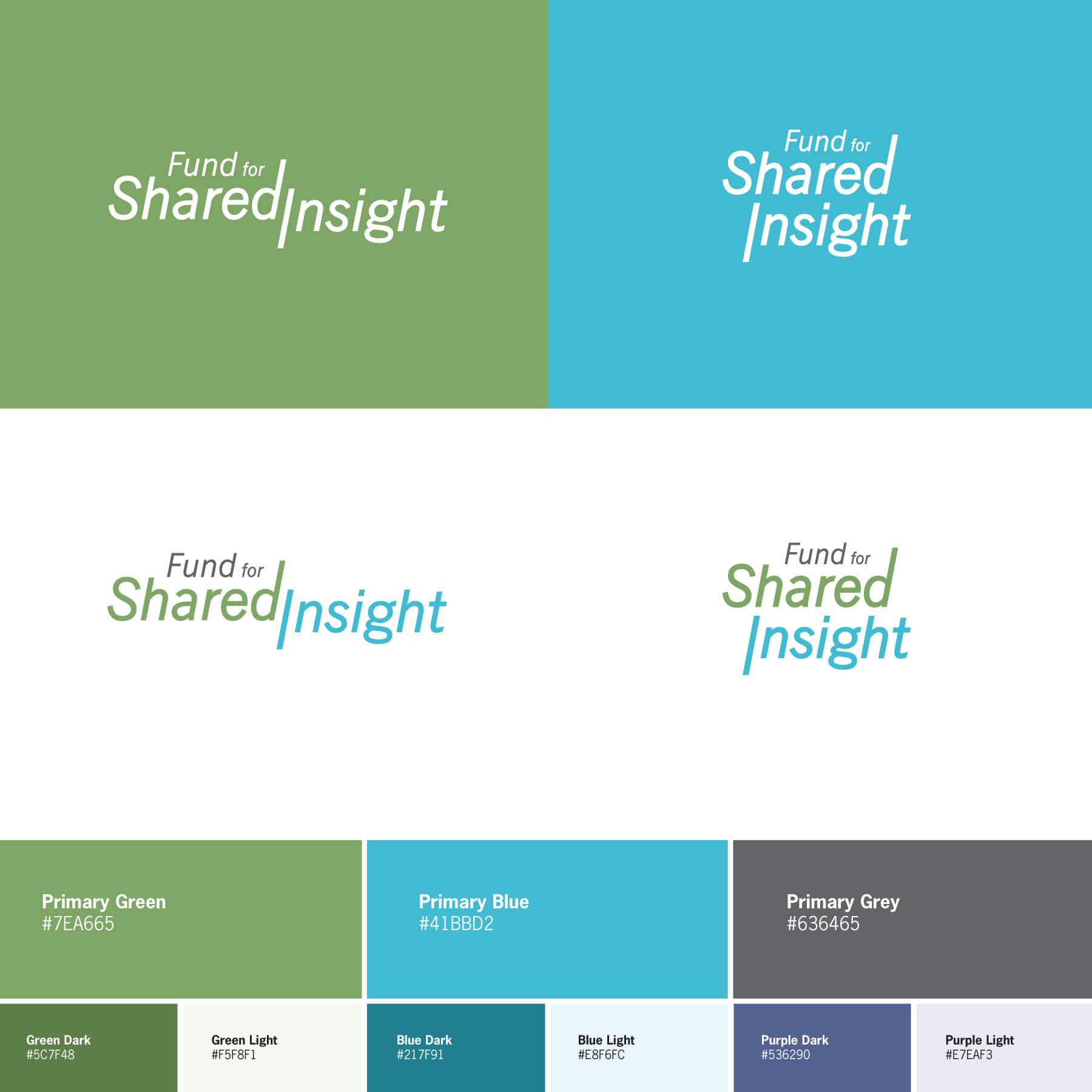 Fund for Shared Insight logos and color palette