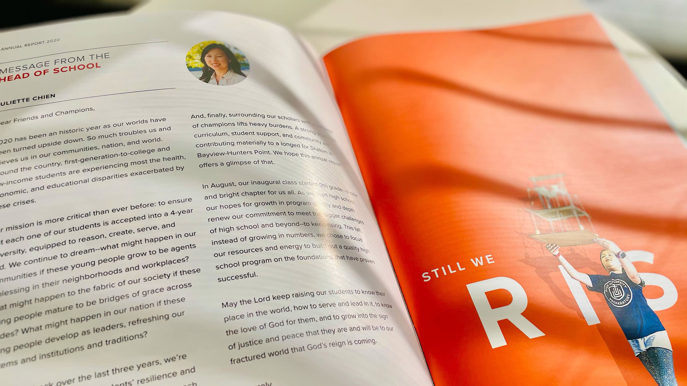 Rise University Preparatory annual report design