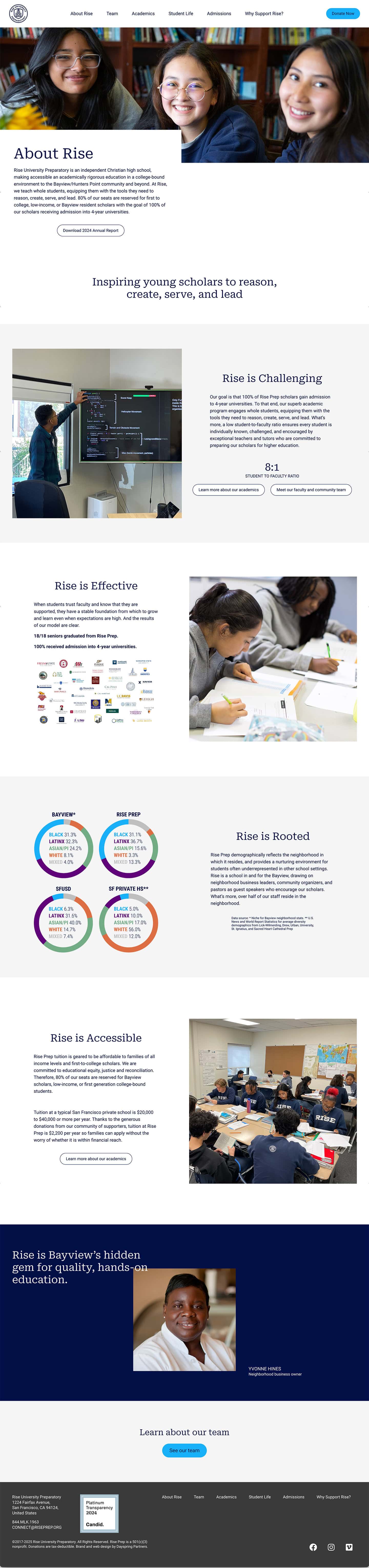 Rise University Preparatory web redesign
