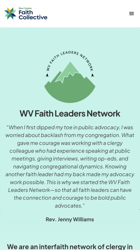 West Virginia Faith Collective Faith Leaders Network mobile