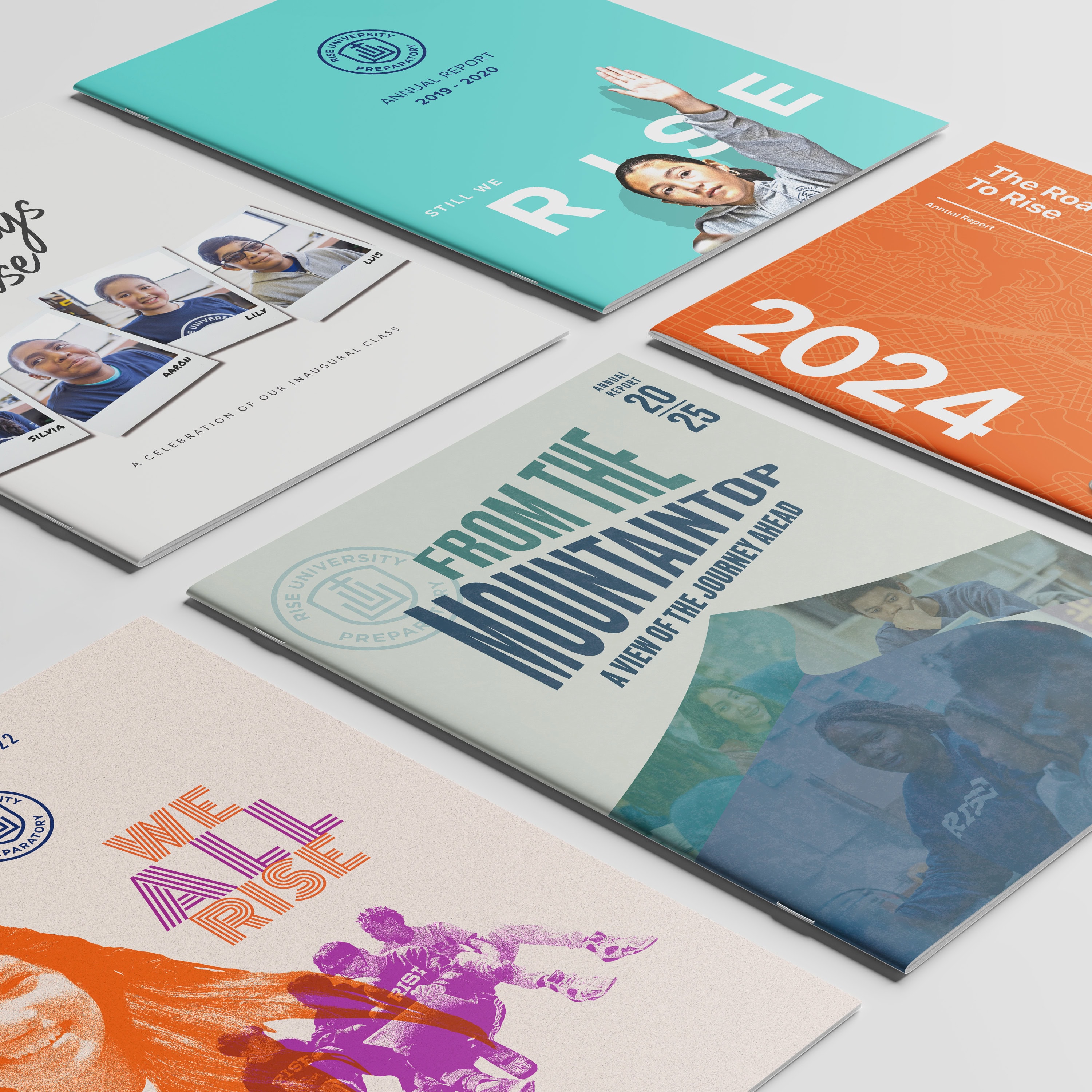 Rise University Preparatory annual reports covers designed by Dayspring Partners